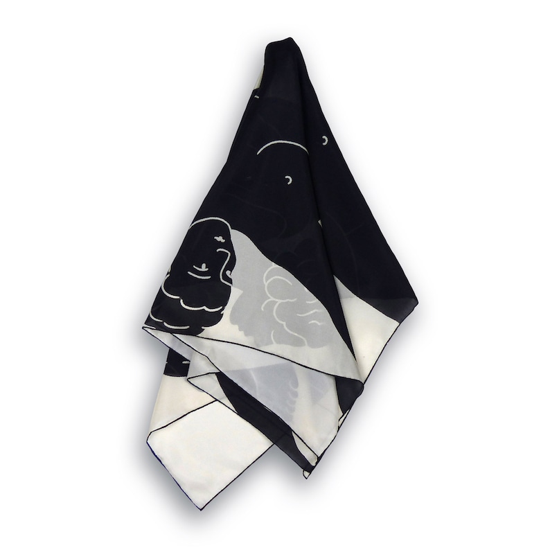 Square Silk Scarf 90cm Ladies Black & White image 6