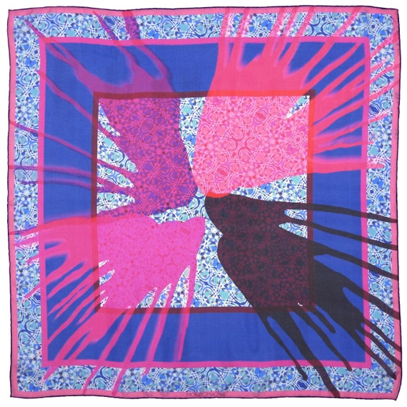 Silk Chiffon Scarf (65cm) - Chilthorne Blue Pink Purple