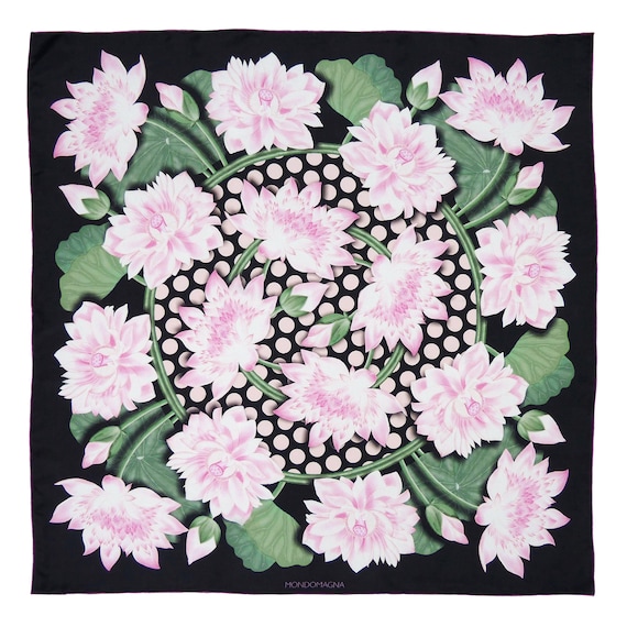 Square Silk Scarf (90cm) - Lotus Flower Pink