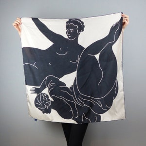 Square Silk Scarf 90cm Ladies Black & White image 8