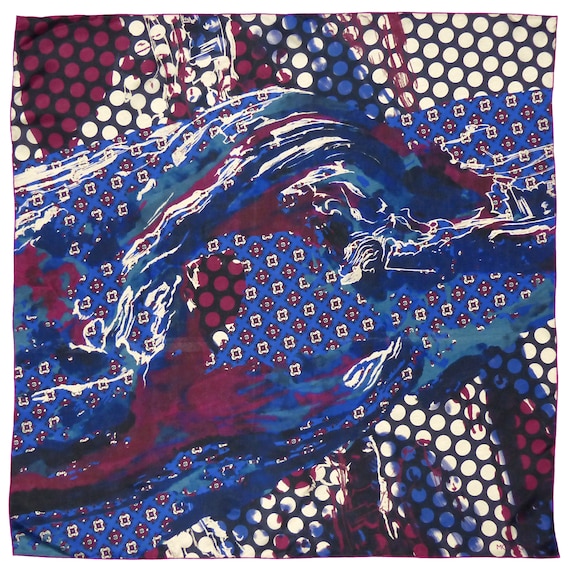 Square Silk Scarf (90cm) - Stourhead Burgundy Blue