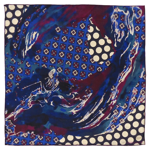 Silk Pocket Square - Stourhead Burgundy Blue