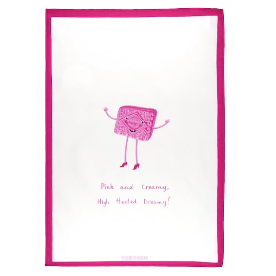 Cotton Tea Towel - Custard Cream Pink