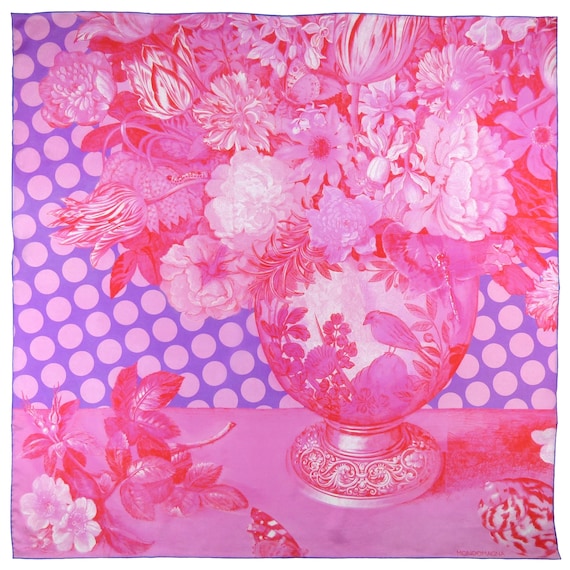 Square Silk Scarf (90cm) - Vase Pink/Red/Violet