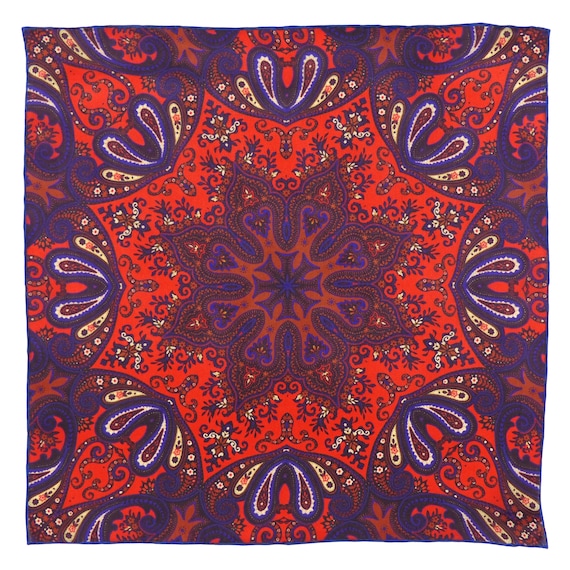 Silk Pocket Square - Parsley Vermillion