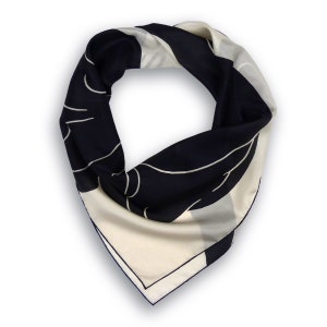 Square Silk Scarf 90cm Ladies Black & White image 5