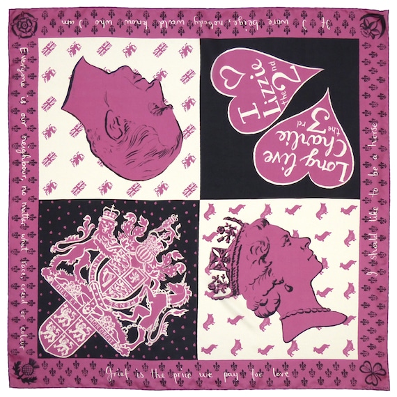 Square Silk Scarf (90cm) - Windsor Black White Purple