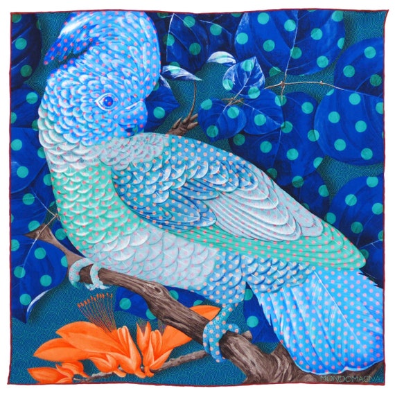 Silk Pocket Square - Cockatoo Blue Turquoise