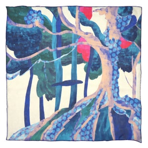 Silk Chiffon Scarf (65cm) - Forest Blue