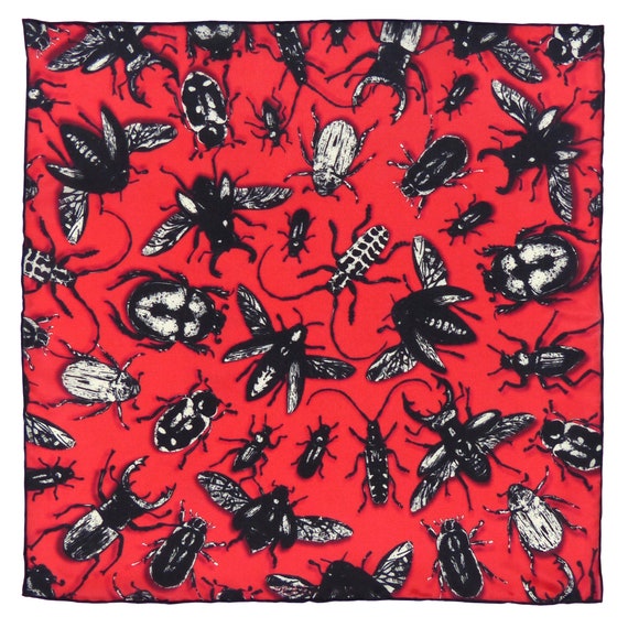 Silk Pocket Square - Beetle (Red)