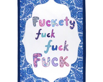 Cotton Tea Towel - Fuckety Blue