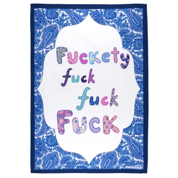 Cotton Tea Towel - Fuckety Blue
