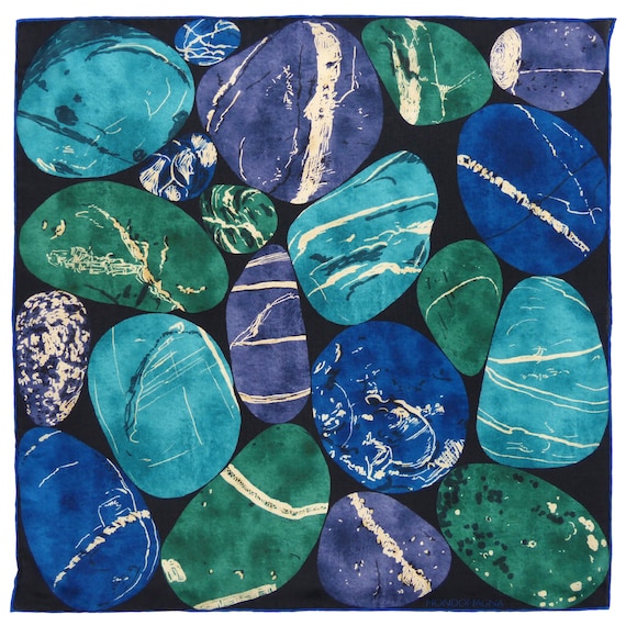 Silk Pocket Square - Pebble Blue/Green/Turquoise