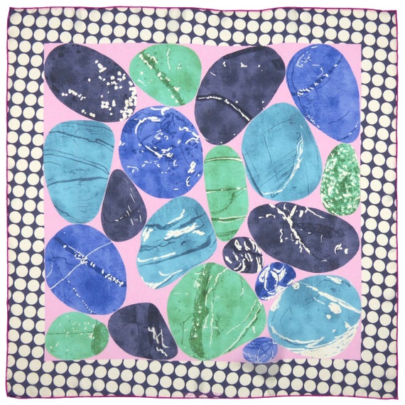 Silk Chiffon Scarf (65cm) - Pebble Blue/Green