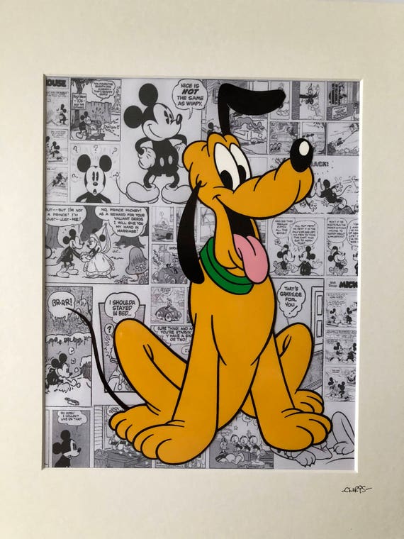 Disney Pluto Sitzen Von Hand Gezeichnet Und Von Hand Etsy