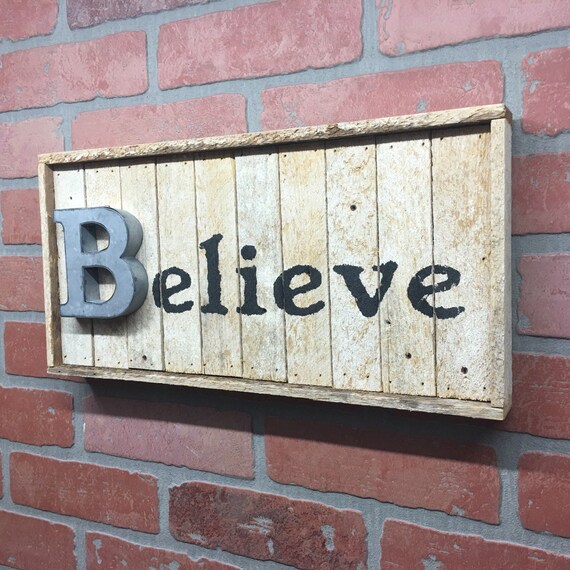 Rustic Metal Believe Wood Wall Decor Etsy