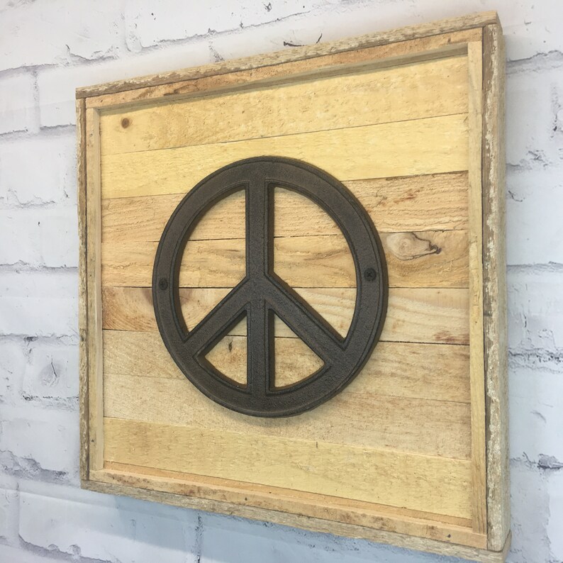 Rustic Metal Peace Wood Wall Decor Etsy