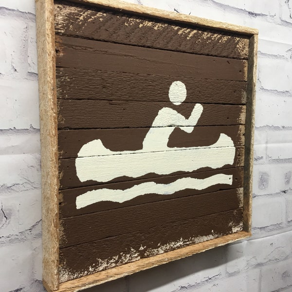Rustic Canoe Wood Trail Marker Sign