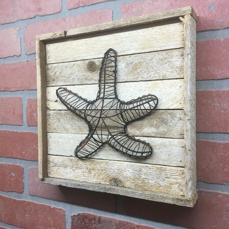 Rustic Metal Starfish Wall Decor Beach House Art Nautical