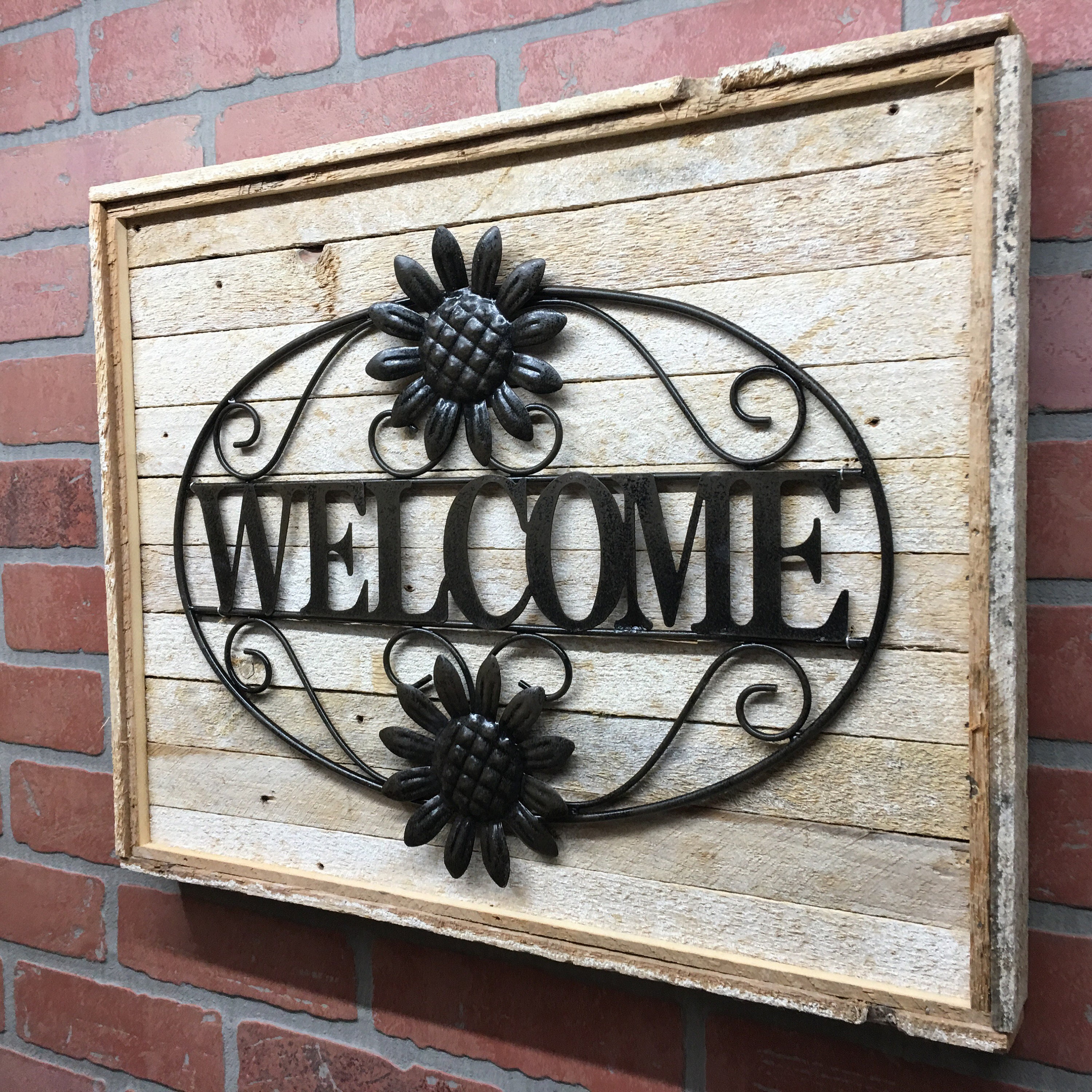 Rustic Metal Welcome Wall Decor Welcome Flowers Sign Welcome | Etsy