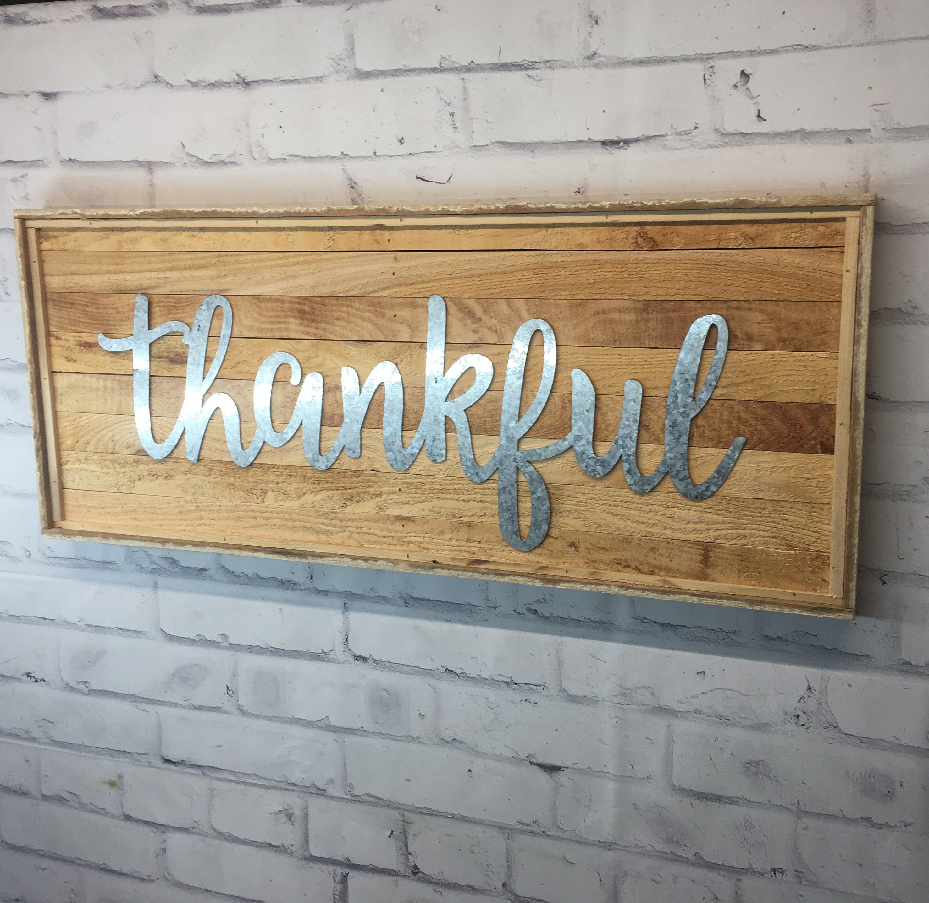Rustic Metal Thankful Wood Wall Decor Etsy