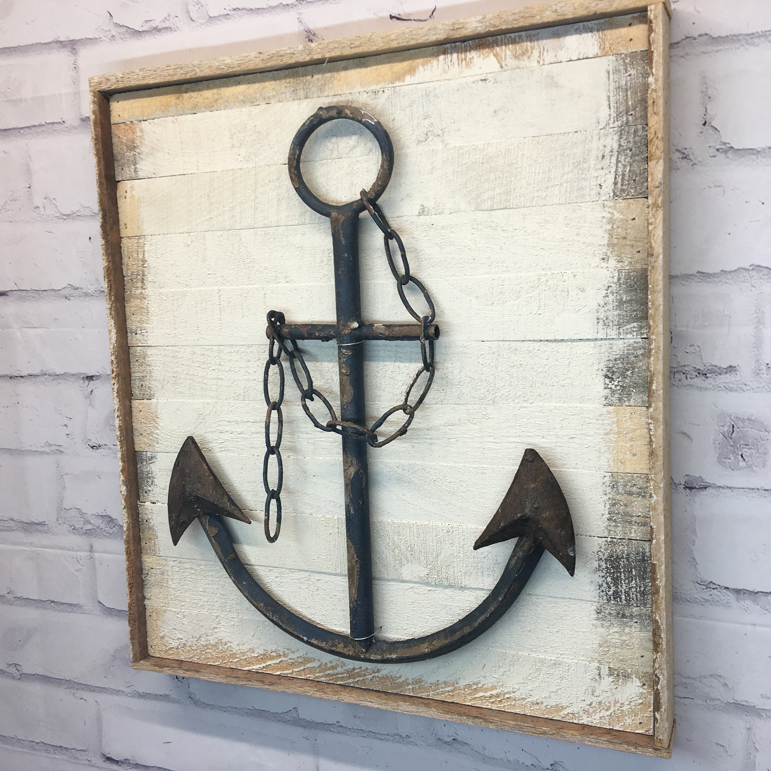 Decoración de pared de madera de ancla de metal rústico | Etsy