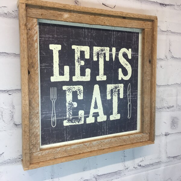 Rustic Metal Let's Eat Sign Wood Wall Decor