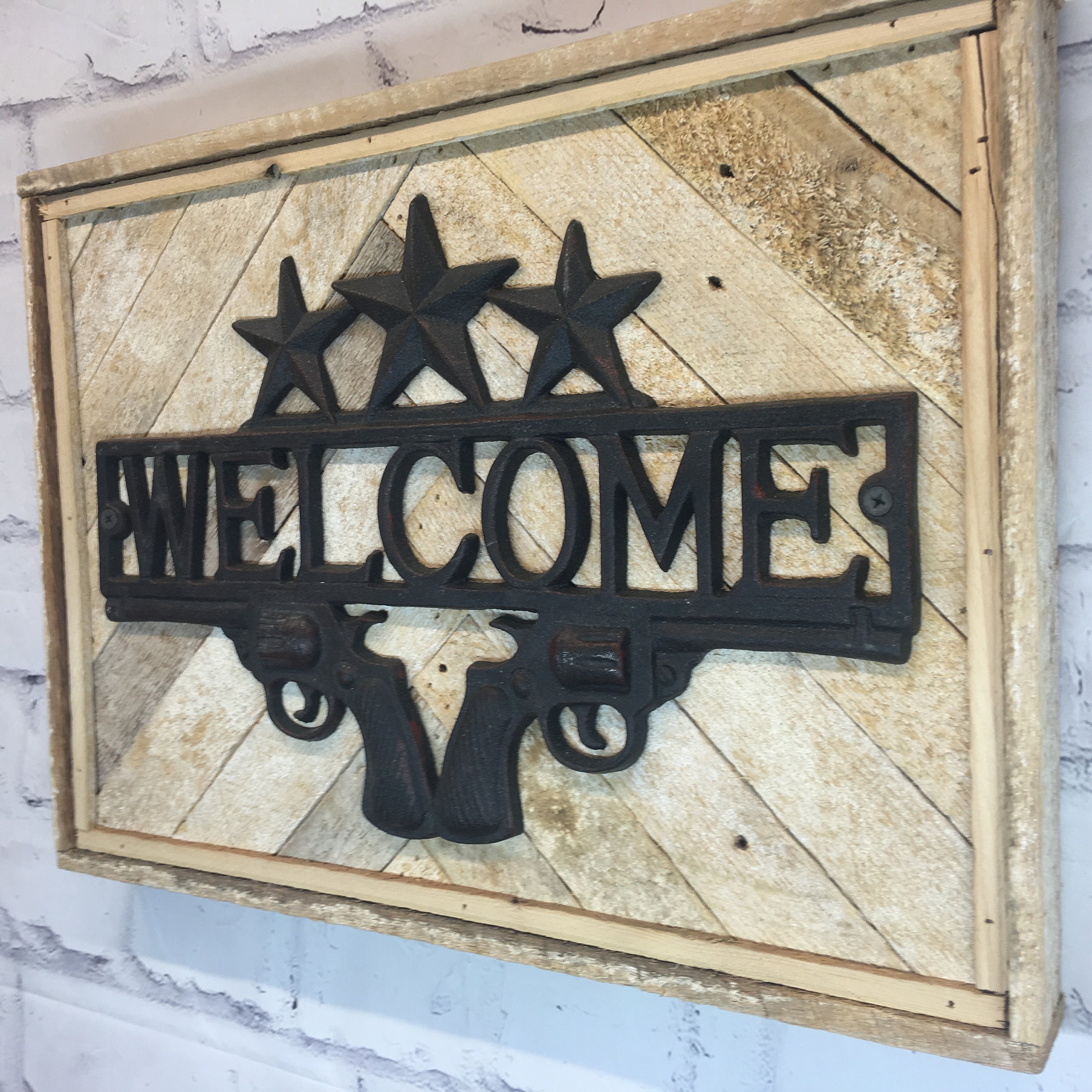 Rustic Metal Wood Wall Decor Etsy