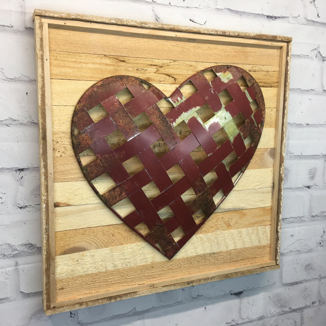 Rustic Metal Heart Wood Wall Decor Etsy