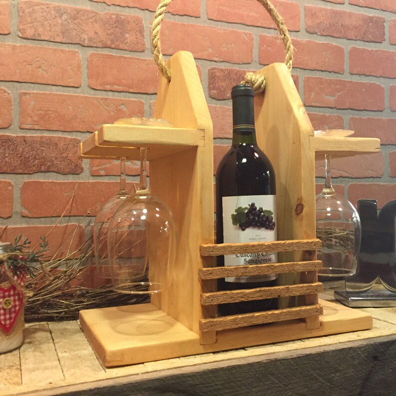 Rustic Wine Caddy Wine Carrier Wine Tote. Two Bottles Etsy