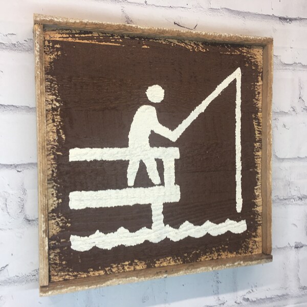 Rustic Fishing Trail Marker Decor