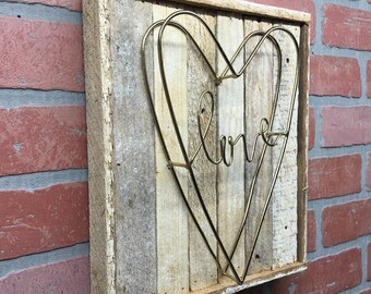 Rustic Love sign, Love Home Decor, Rustic Home Decor, Rustic Heart Decor, Housewarming, Heart Decor, Rustic Wall Decor, Valintine's Gift