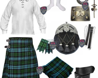 Full 11-Piece Men’s Highland Kilt Outfit | Custom Size & Tartan | Premium 16oz Heavyweight Scottish Dress Set