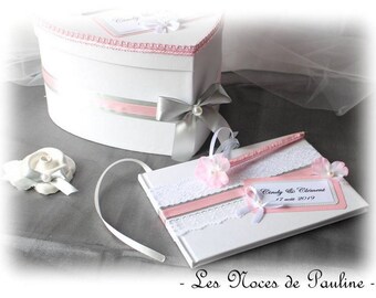 Cadeau mariage livre d/' or dentelle Joli cadeau de mariage fabriqu\u00e9 en France