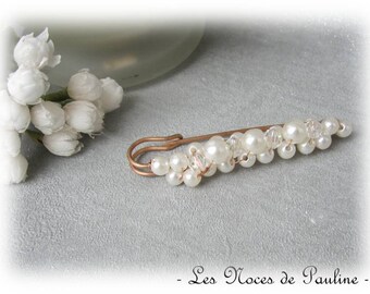 Broche Attache Remonte Traine Bleu Roi//Blanc//Ivoire Plumes Mariée//Mariage robe