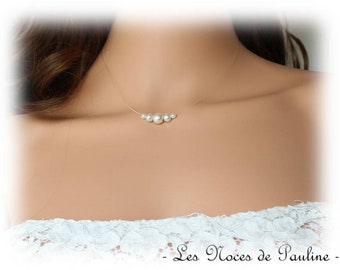Collier mariage blanc ivoire Perles Marie, bijoux mariage, collier perle