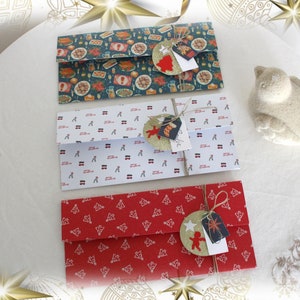 Porte-Monnaie De Noël Pliable - Enveloppe Cadeau à 7 Compartiments Avec Pompon - Pour Argent, Chèques, Cartes - Idée Cadeau Fête Garçon Fille Adulte