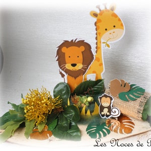 Centre de table Jungle Lion Girafe Baptême, anniversaire, thème animaux de la jungle, safari, zoo image 2