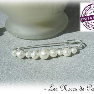 Attache traîne ivoire en perles, mariage MM, broche mariage Broche robe de mariée, remonte traine, broche perles , envoi rapide image 1