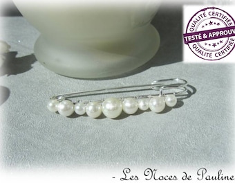 Ivory pearl train attachment, MM wedding, wedding brooch Wedding dress brooch, train lift, pearl brooch, fast shipping