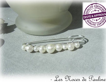 Ivory pearl train attachment, MM wedding, wedding brooch Wedding dress brooch, train lift, pearl brooch, fast shipping