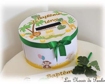 Jungle baptism urn, personalized boy urn