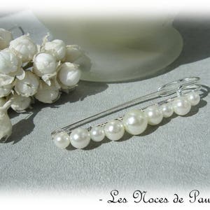 Attache traîne ivoire en perles, mariage MM, broche mariage Broche robe de mariée, remonte traine, broche perles , envoi rapide image 3