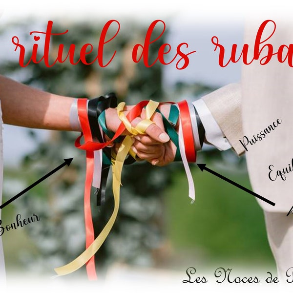 Rubans cérémonie mariage laïque, Rituel des mains liés, handfasting, Rituel des rubans