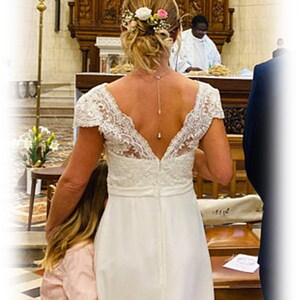 Parure de mariage ivoire Perles et strass Dolly collier Bijou de dos Bijoux, collier de dos image 4