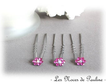 Flower rhinestone bun picks set of 3 wedding Rhinestone Hair Pins