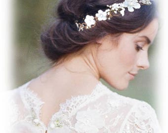 Couronne de mariage à fleurs ivoire Clochette, Bijou cheveux Demoiselle d'honneur Témoin, couronne de fleurs