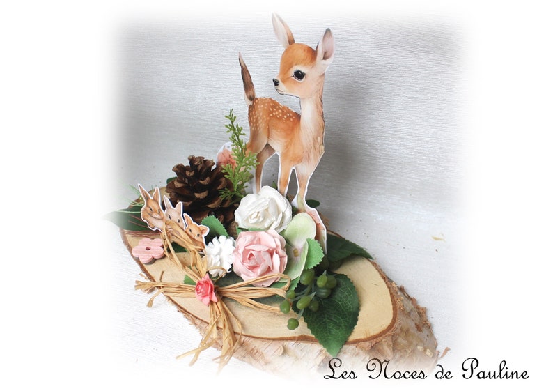 Biche centerpiece for Baptism, birthday, forest animal theme image 2