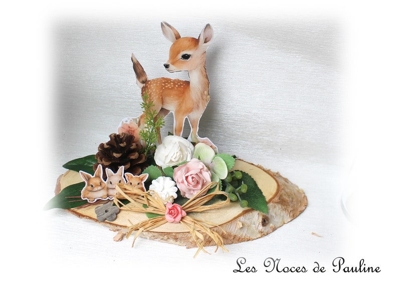 Centre de table Biche pour Baptême, anniversaire, thème animaux de la forêt image 1