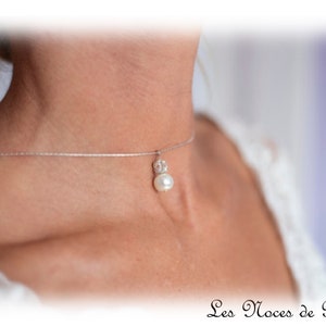 Ivory wedding set Pearls and rhinestones Dolly necklace Back jewelry Jewelry, back necklace image 3